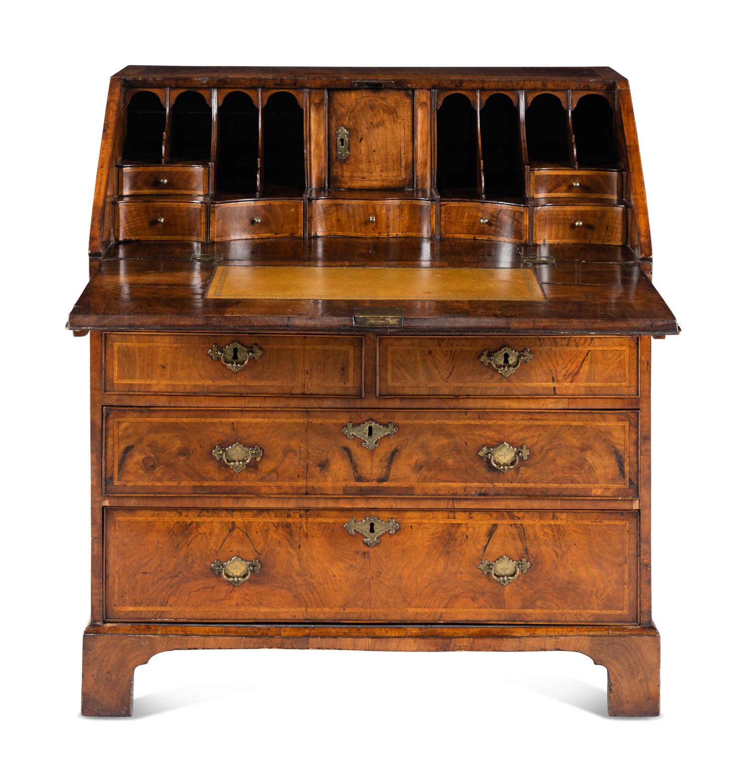 A George II Walnut Slant-Front Bureau