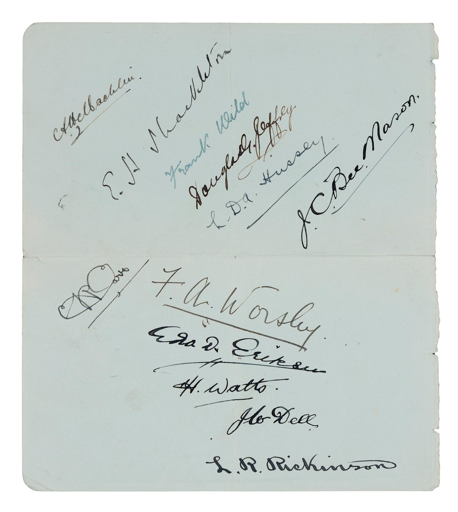 WILD, Frank. Shackleton's Last Voyage. London, 1923. 1ST ED. Sheet signed by members of the Quest expedition laid in.