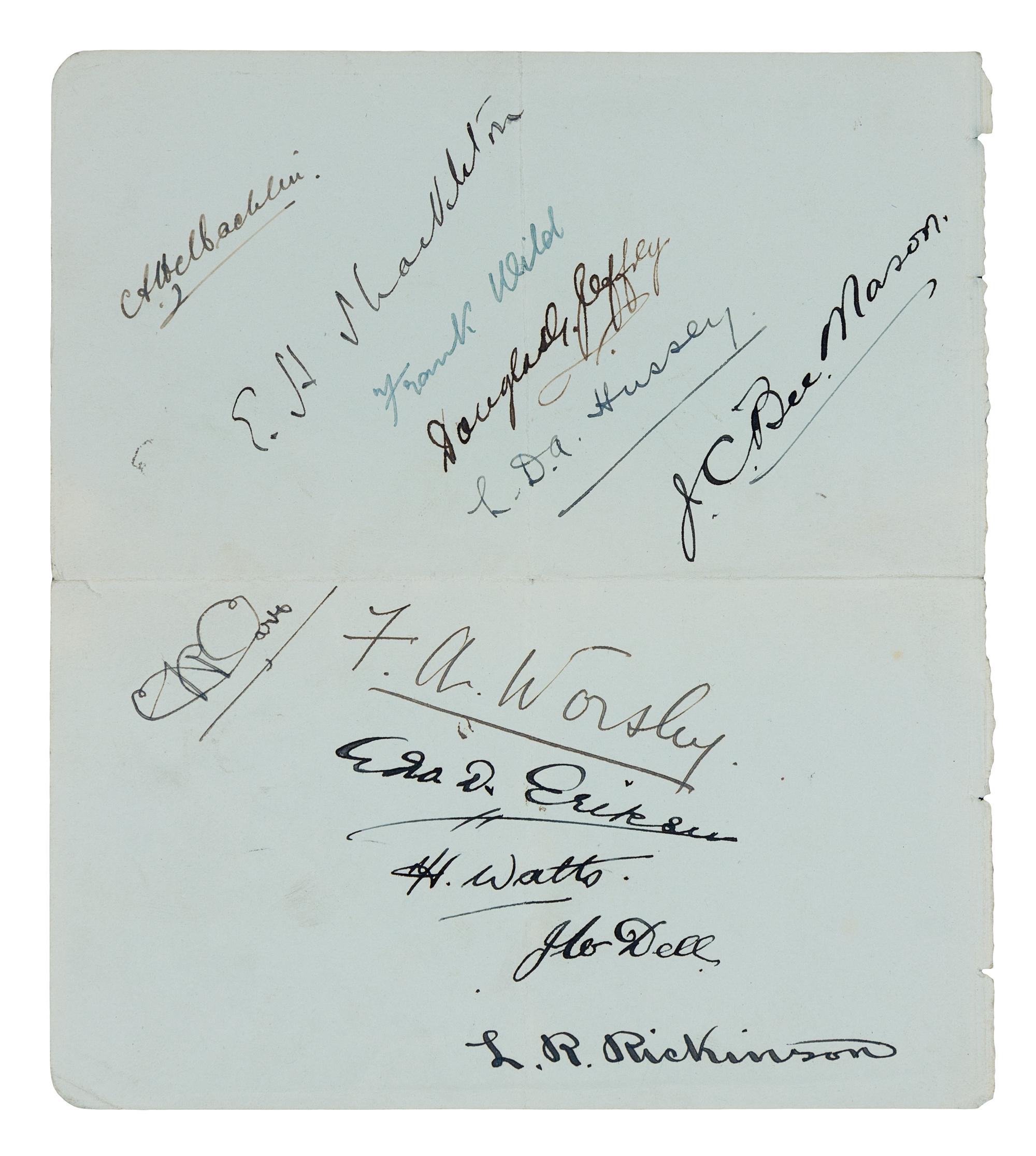 WILD, Frank. Shackleton's Last Voyage. London, 1923. 1ST ED. Sheet signed by members of the Quest expedition laid in.