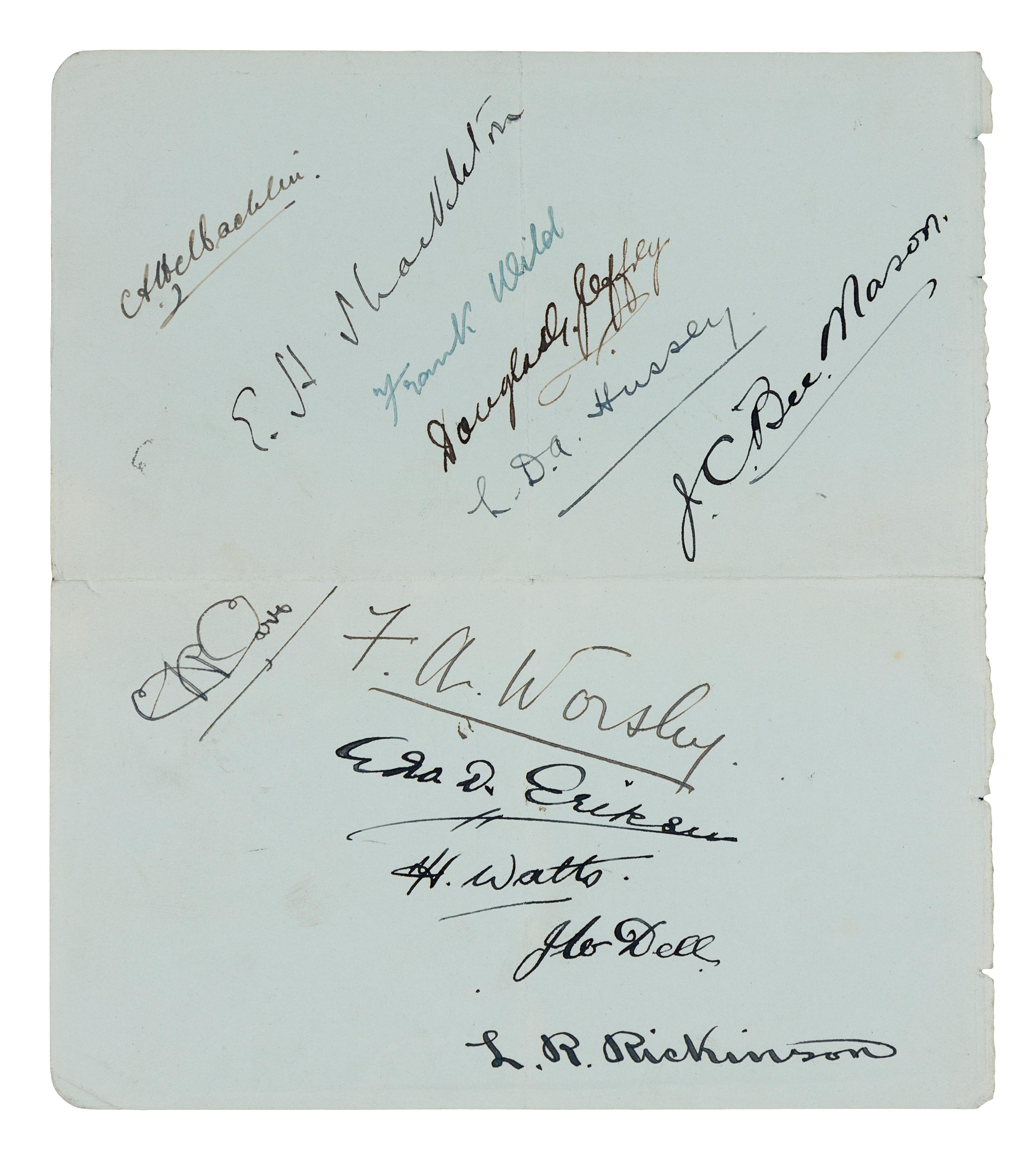 WILD, Frank. Shackleton's Last Voyage. London, 1923. 1ST ED. Sheet signed by members of the Quest expedition laid in.
