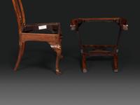 A Pair of Queen Anne Carved Walnut Trifid Foot Side Chairs