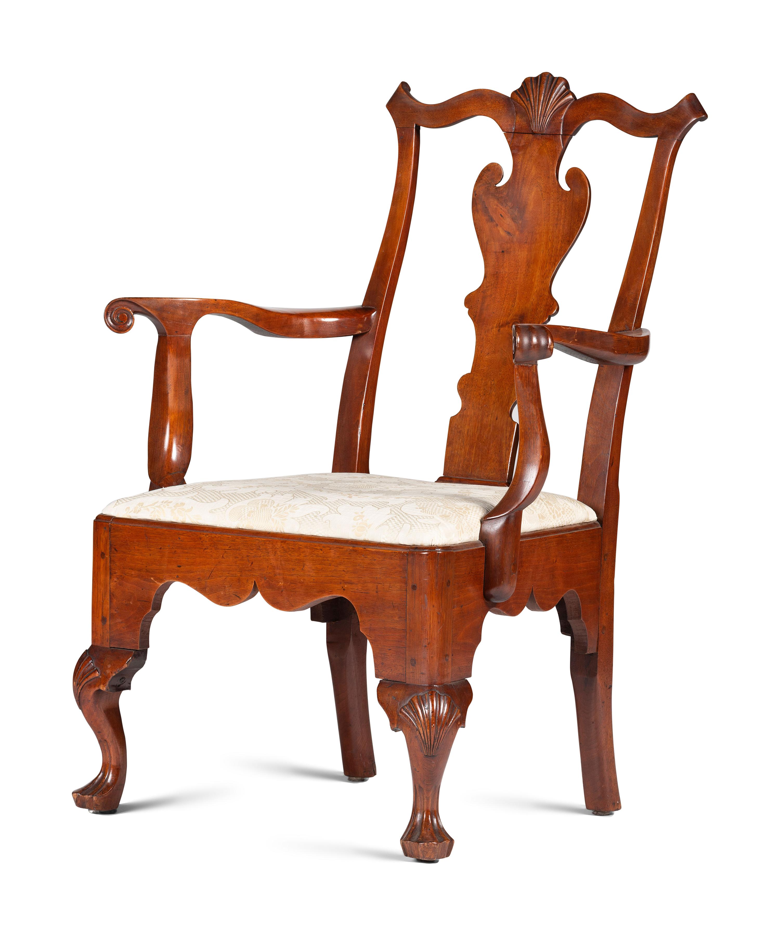 A Queen Anne Carved Walnut Armchair
