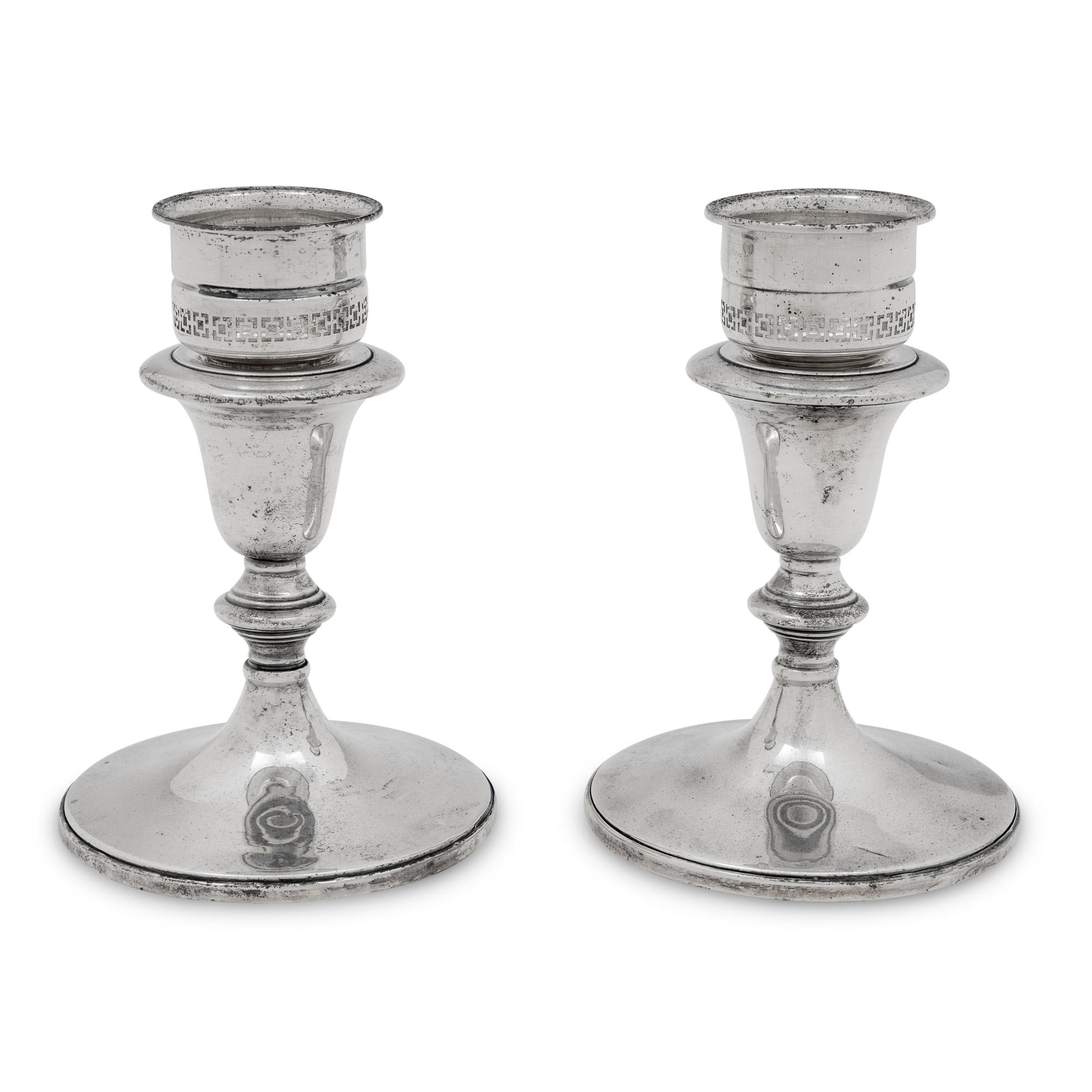 A Pair of American Silver Weighted Candlesticks