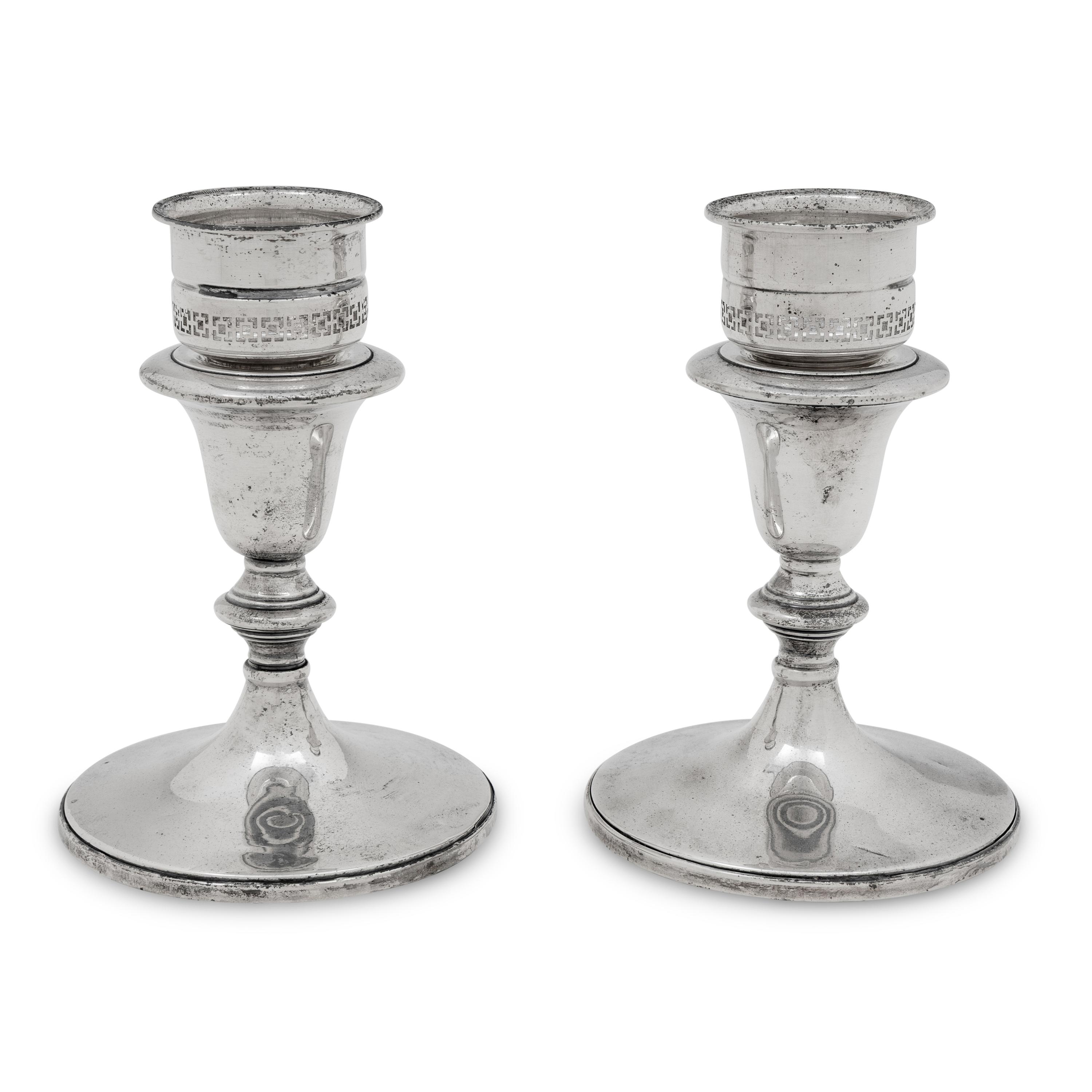 A Pair of American Silver Weighted Candlesticks
