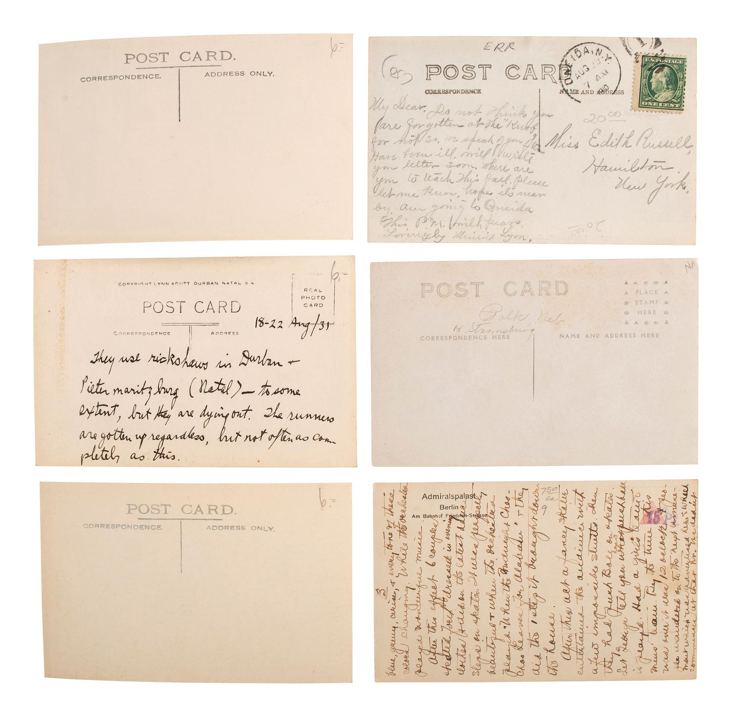 [EARLY PHOTOGRAPHY]. A group of 56 real photo postcards of performers and curious scenes and subjects from the United States and abroad, including: