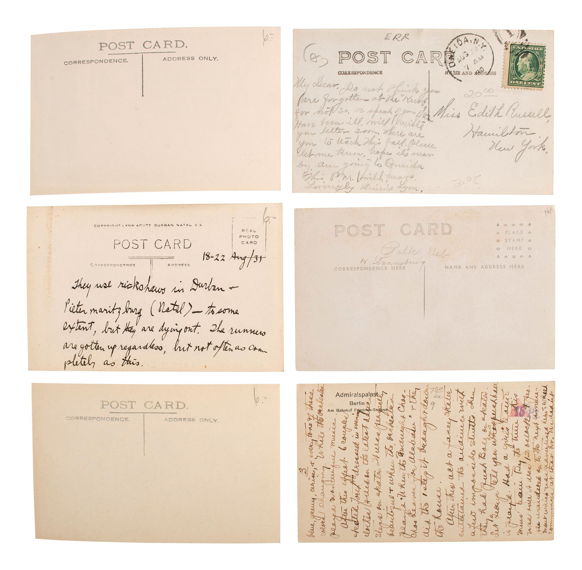 [EARLY PHOTOGRAPHY]. A group of 56 real photo postcards of performers and curious scenes and subjects from the United States and abroad, including: