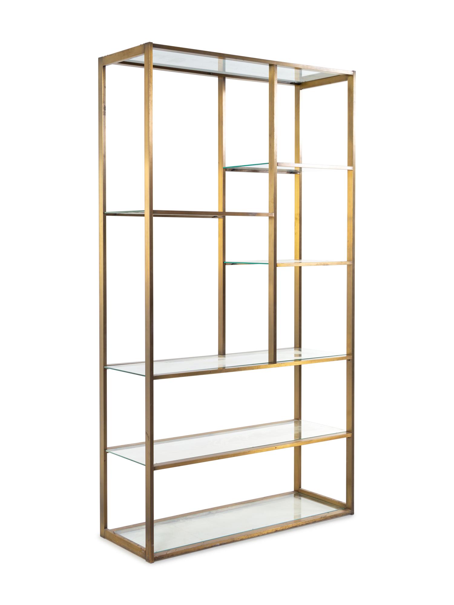A Contemporary Gilt Metal and Glass Bookshelf