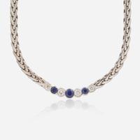 A Craig Drake 18K White Gold Sapphire and Diamond Necklace