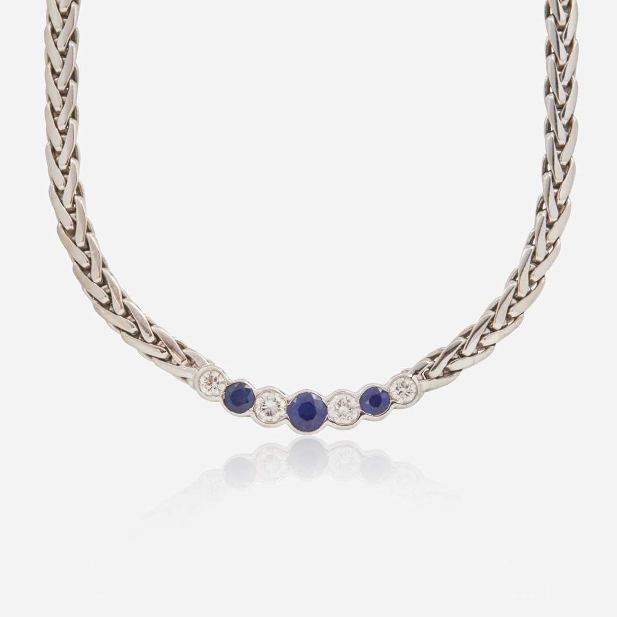 A Craig Drake 18K White Gold Sapphire and Diamond Necklace