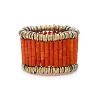 Coral and Yellow Gold Flexible Ring