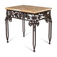 A French Art Deco Wrought Iron and Onyx Side Table