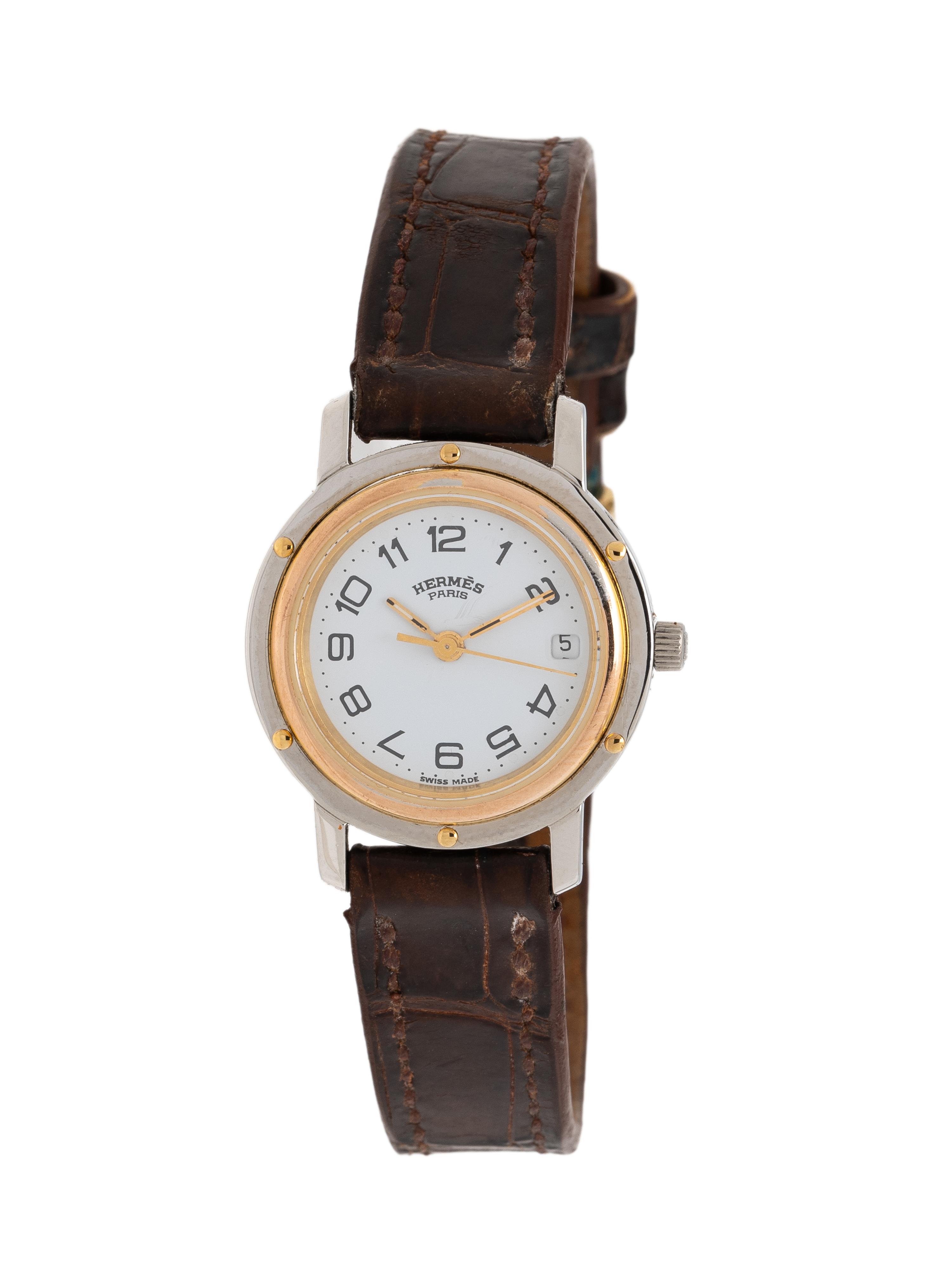 HERMÈS, STAINLESS STEEL 'CLIPPER' WATCH