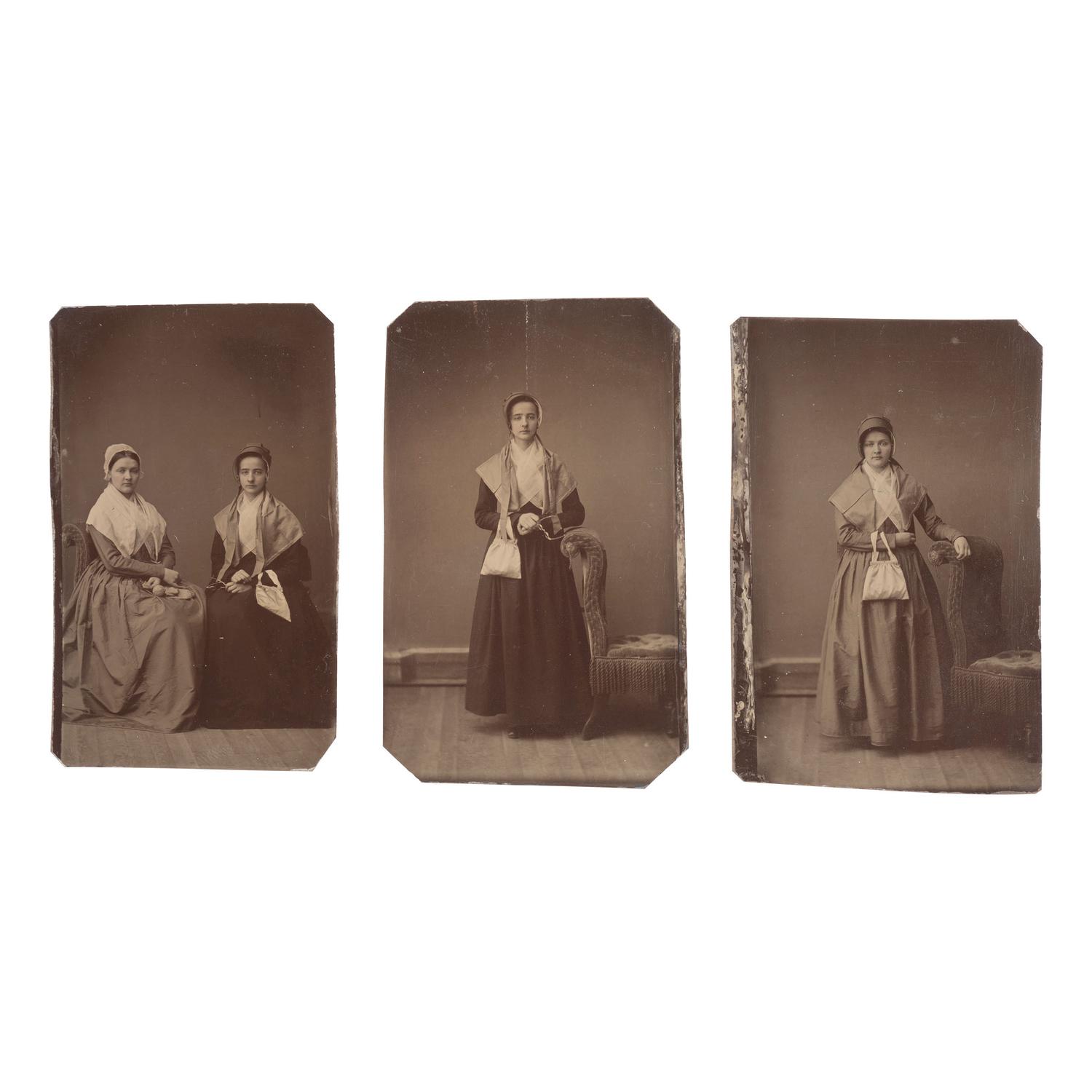 [Early Photography] Group of 19 Photographs of Quakers, incl. Lucretia Mott and Brigflatts Meeting House.