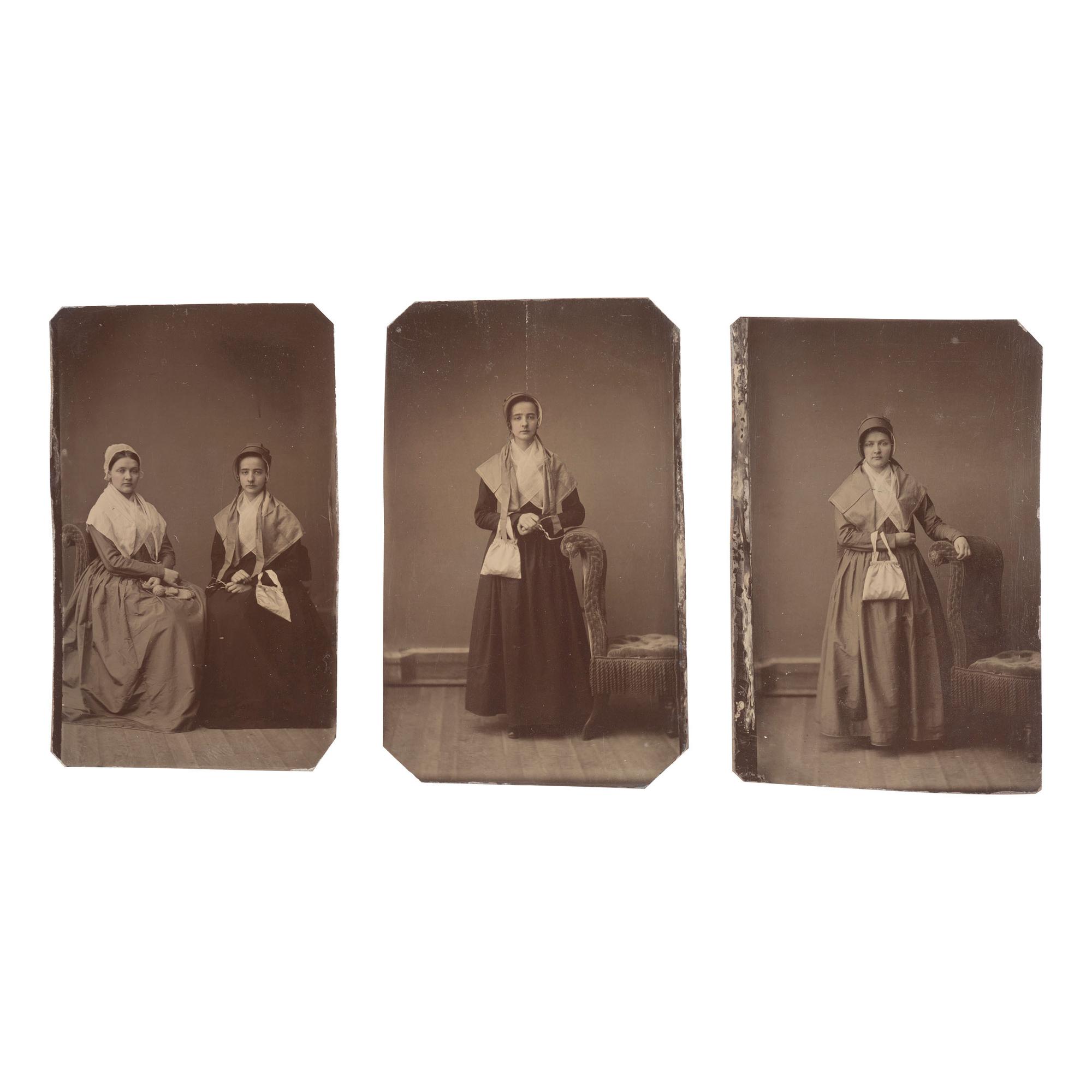 [Early Photography] Group of 19 Photographs of Quakers, incl. Lucretia Mott and Brigflatts Meeting House.