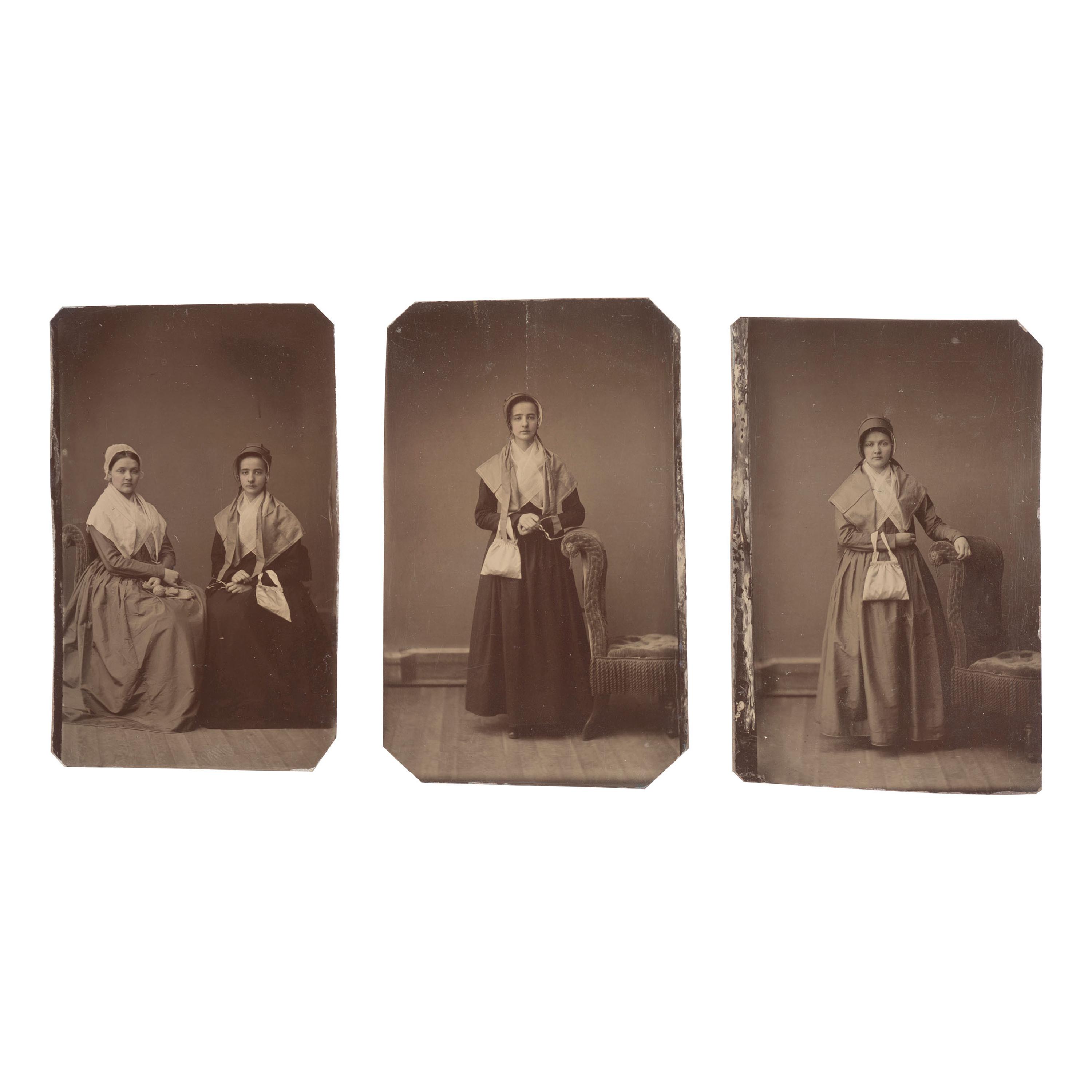 [Early Photography] Group of 19 Photographs of Quakers, incl. Lucretia Mott and Brigflatts Meeting House.