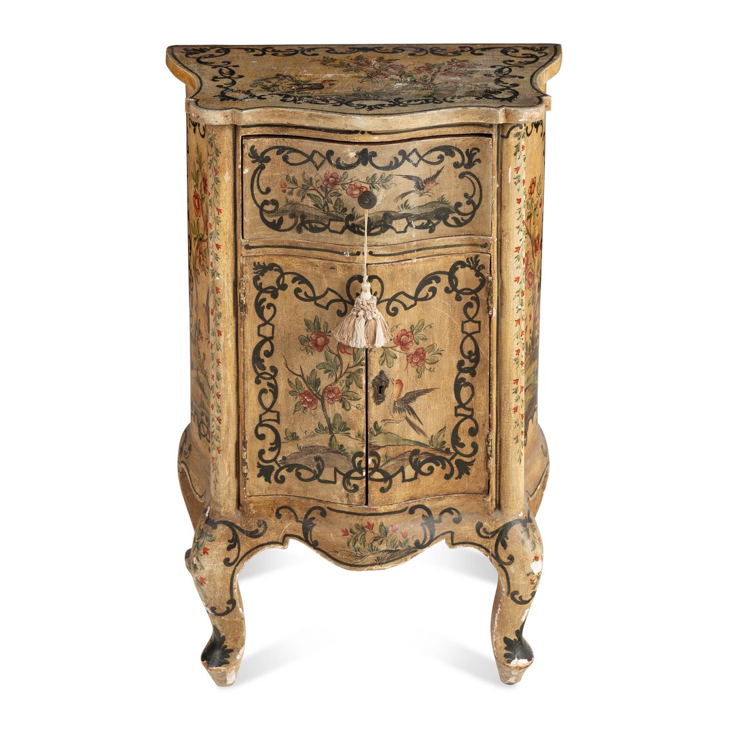 An Italian Polychrome Painted Commodino