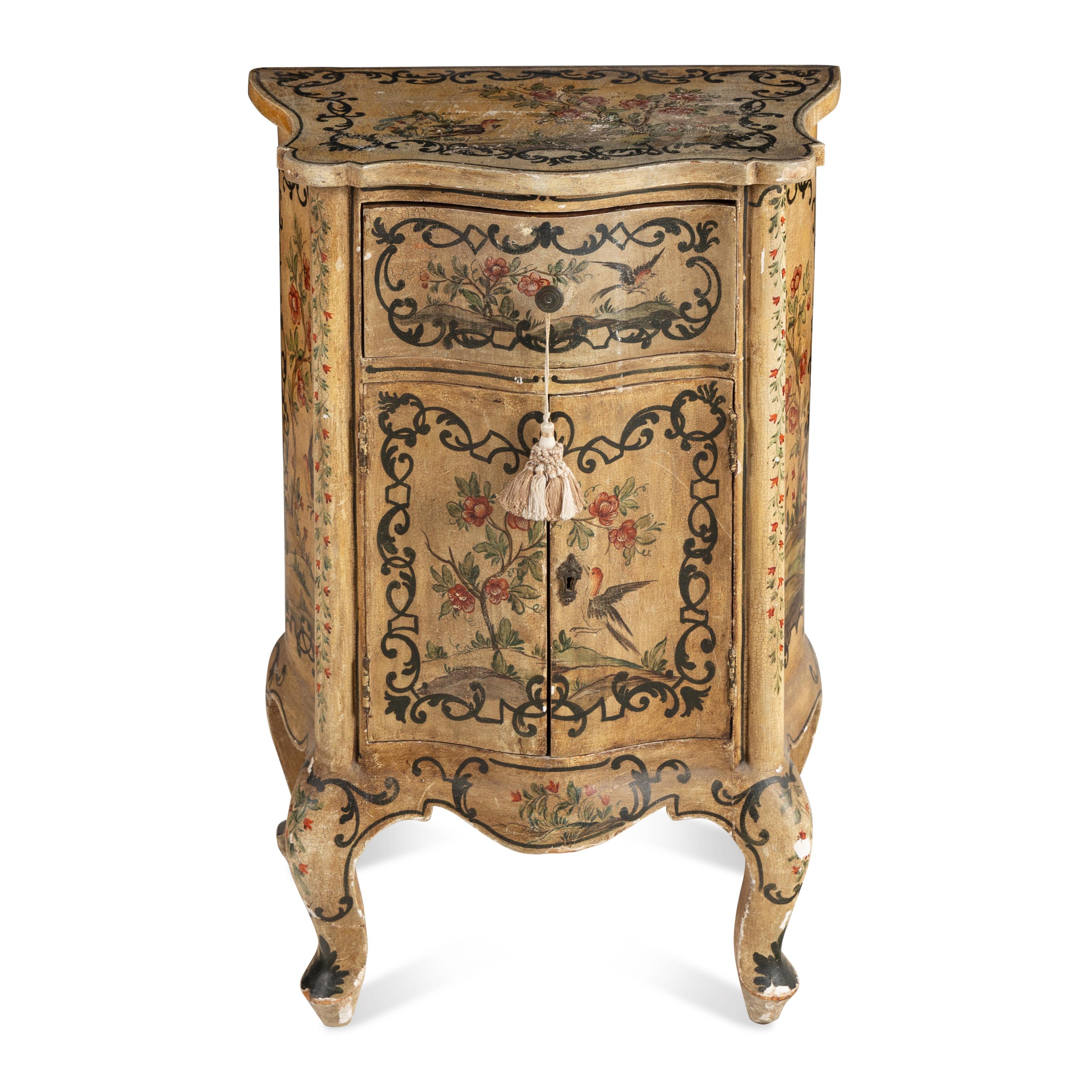 An Italian Polychrome Painted Commodino