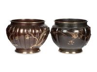 Two Japanese Bronze Jardinières