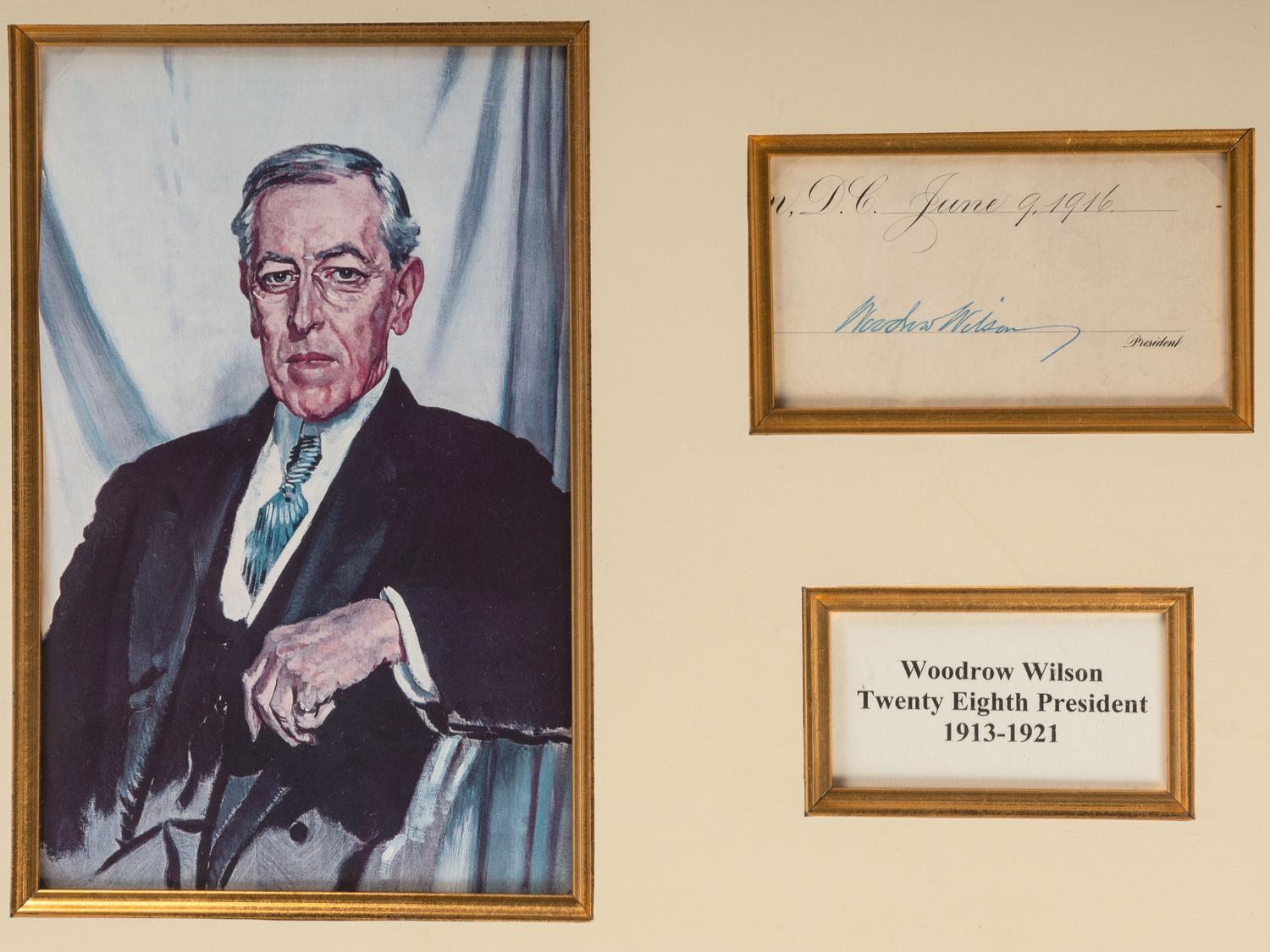 WILSON, Woodrow (1856-1924). A group of 3 items signed by Woodrow Wilson and Edith Bolling Wilson, highlighted by presidential signed appointment.