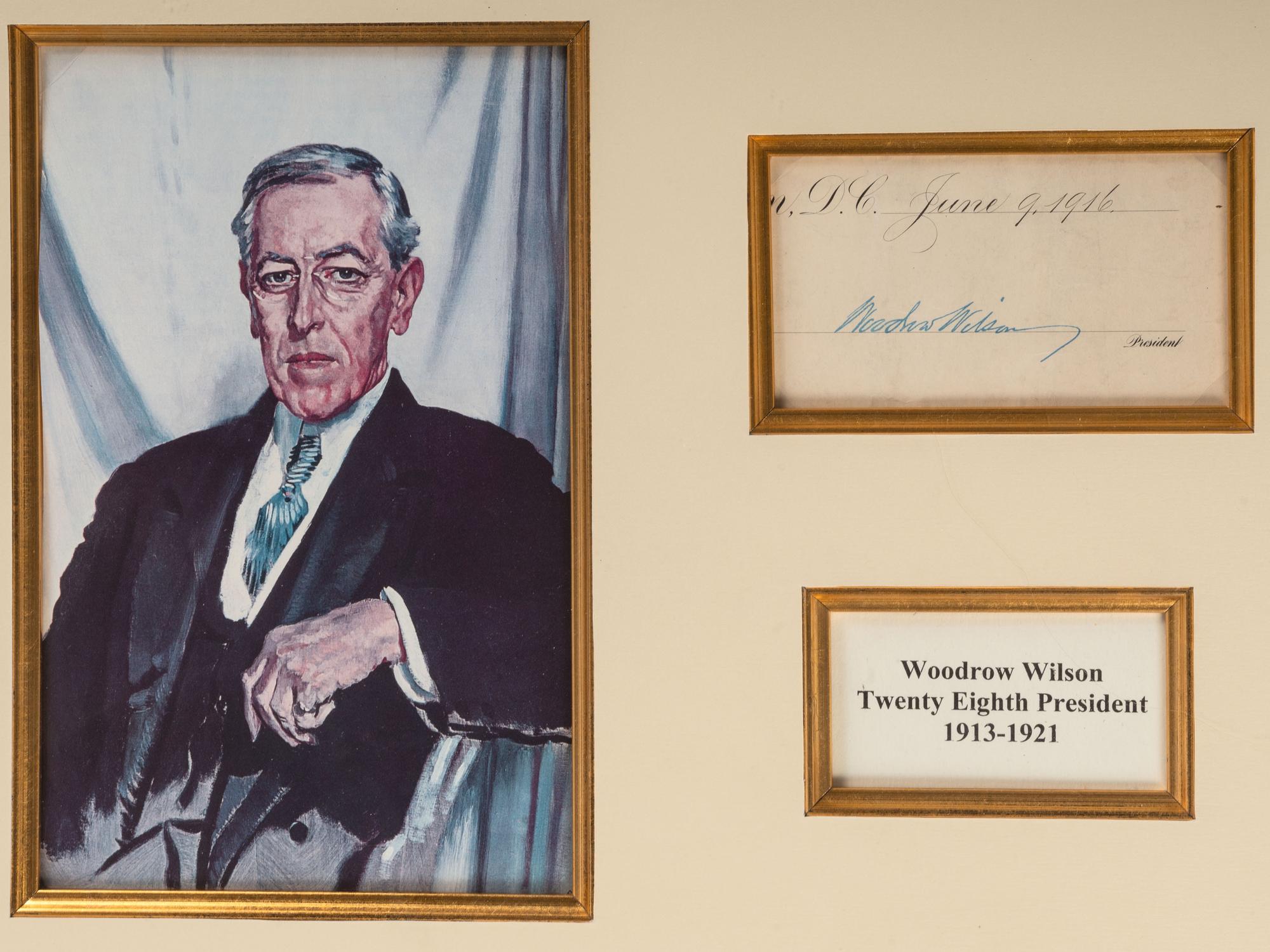 WILSON, Woodrow (1856-1924). A group of 3 items signed by Woodrow Wilson and Edith Bolling Wilson, highlighted by presidential signed appointment.