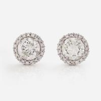 A Pair of 18K White Gold and Diamond Earrings