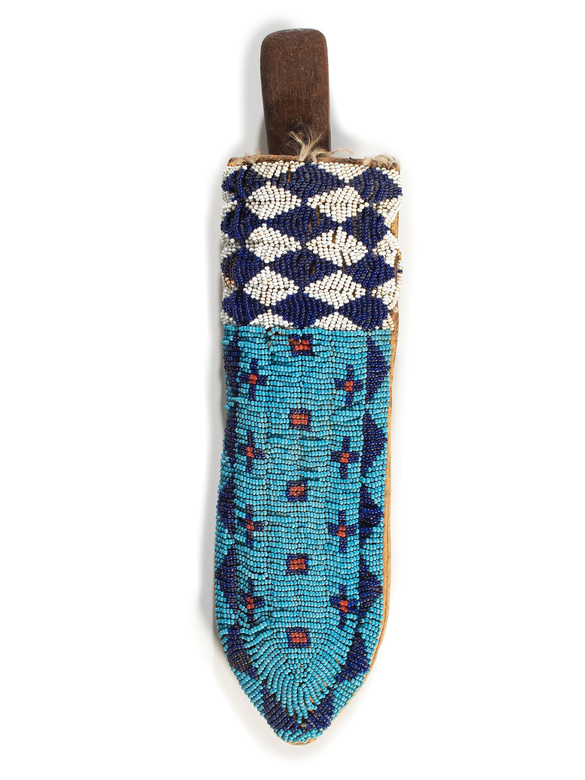 Northern Plains Beaded Hide Knife Sheath, with Knife