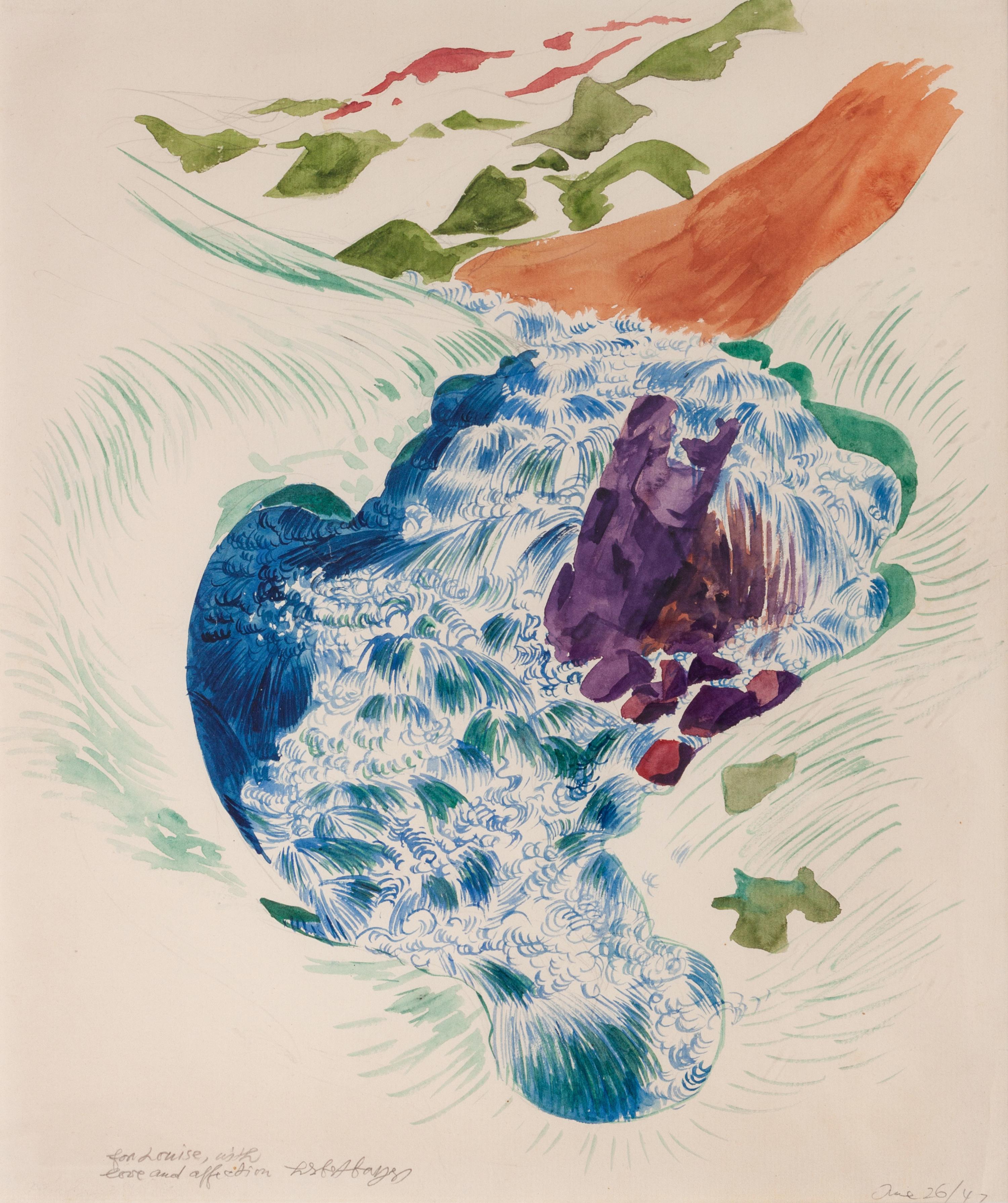 Waterfall in Mountain Landscape , 1947