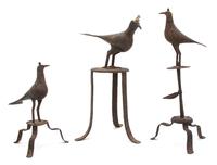 Three Middle Eastern Metal Figures of Birds Height of tallest 12 1/2 inches. — 19TH CENTURY