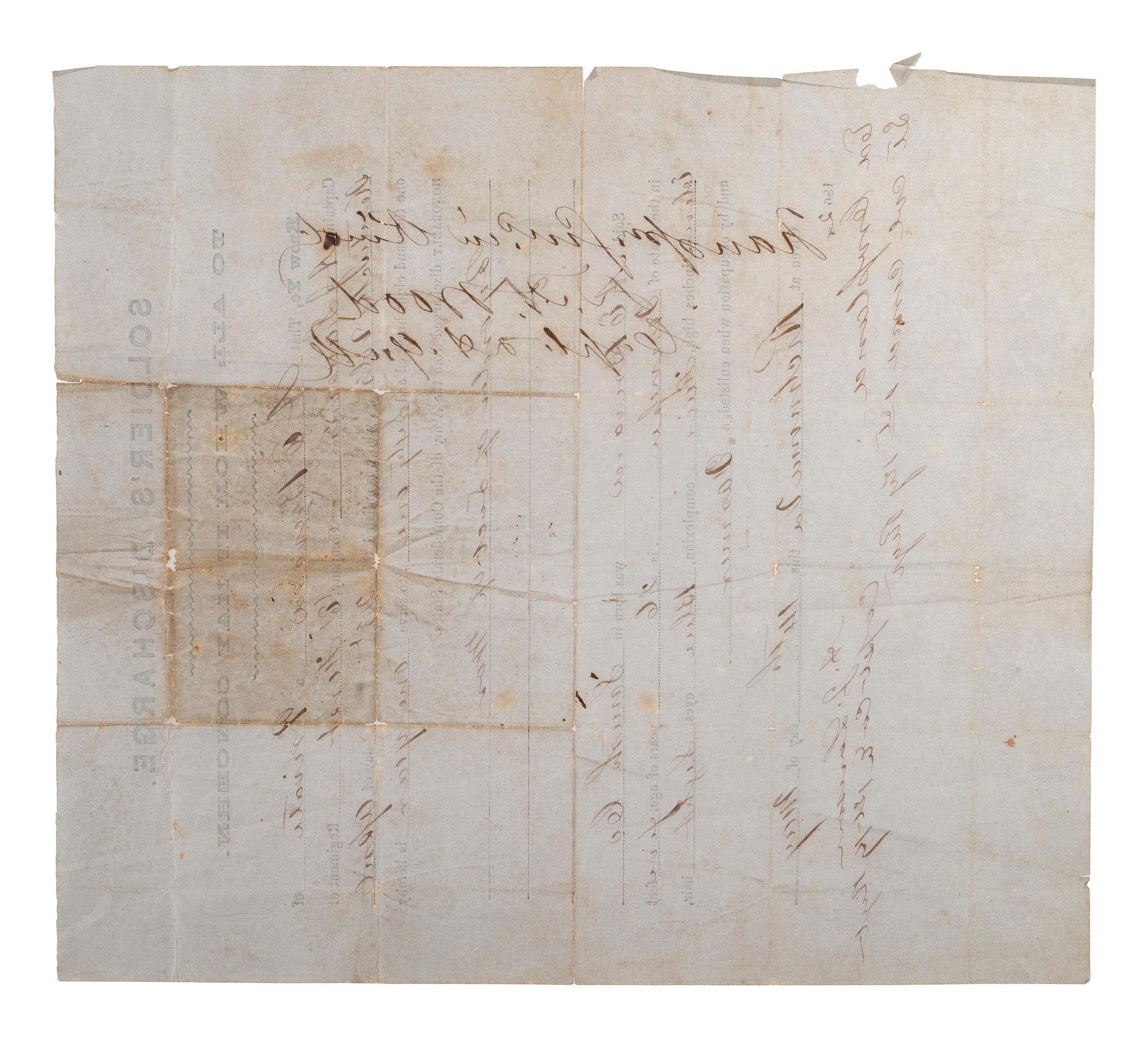 [CIVIL WAR]. A.E. Brevard, Company E, 1st Kentucky Infantry discharge document. Richmond, VA, 14 May 1862.