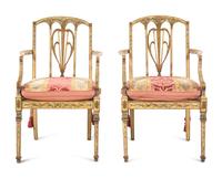 A Pair of George III Painted Armchairs