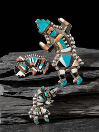 Zuni Mosaic Inlay Rainbowman Pins