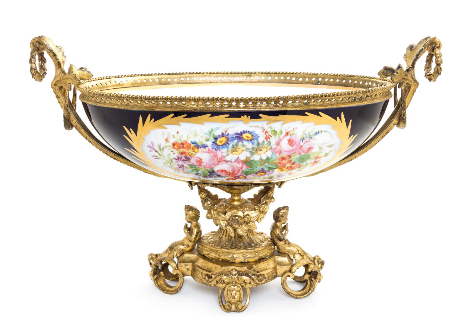 A Gilt Bronze Mounted Sevres Porcelain Center Bowl Width 22 1/4 inches. — 19TH CENTURY
