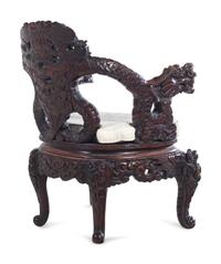 A Japanese Hardwood ‘Dragon’ Armchair
