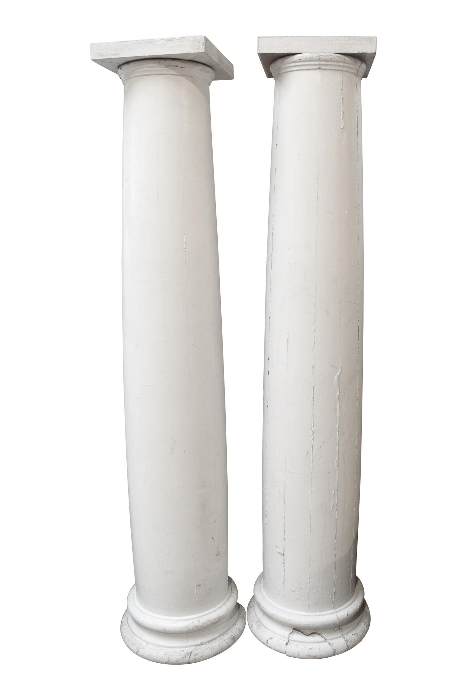 A Pair of Painted Wood Columns 13" W x 13" D x 71" H — United States, Early 20th Century