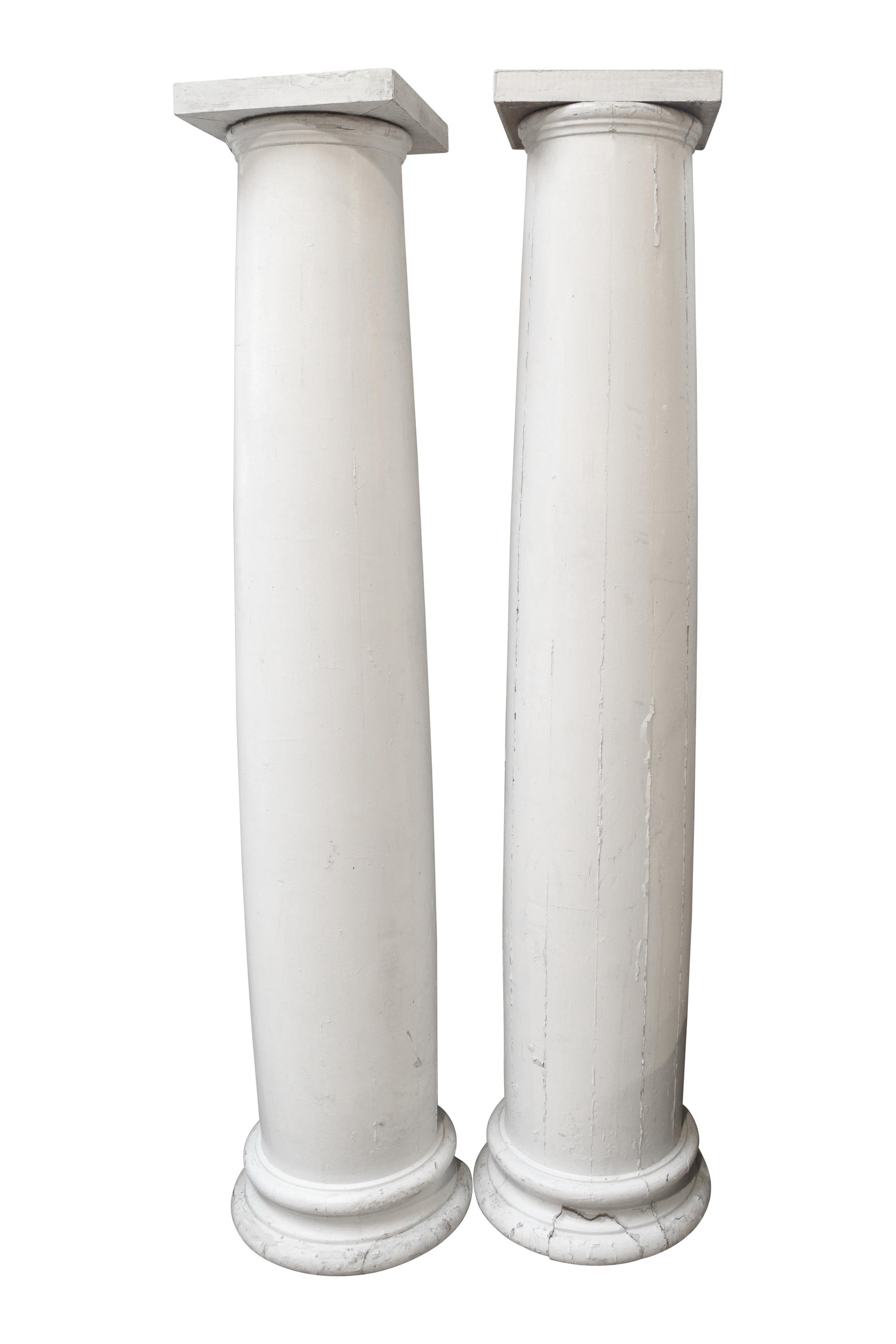 A Pair of Painted Wood Columns 13" W x 13" D x 71" H — United States, Early 20th Century
