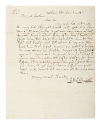 [CIVIL WAR]. ELLSWORTH, Ephraim D. ALS ("E.D. Ellsworth") regarding his fallen son, Elmer E. Ellsworth. Mechanicville, [NY], 26 January 1862. With letter from mother Phebe on reverse.