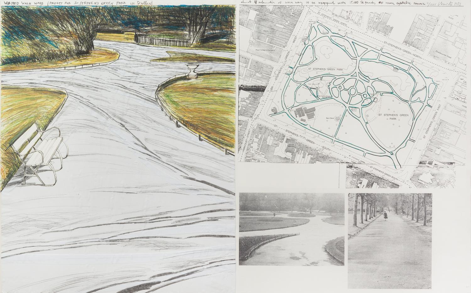 Christo and Jeanne-Claude, (American, b. 1935), Wrapped Walkways (Project for St. Stephen's Green Park, Dublin), 1983