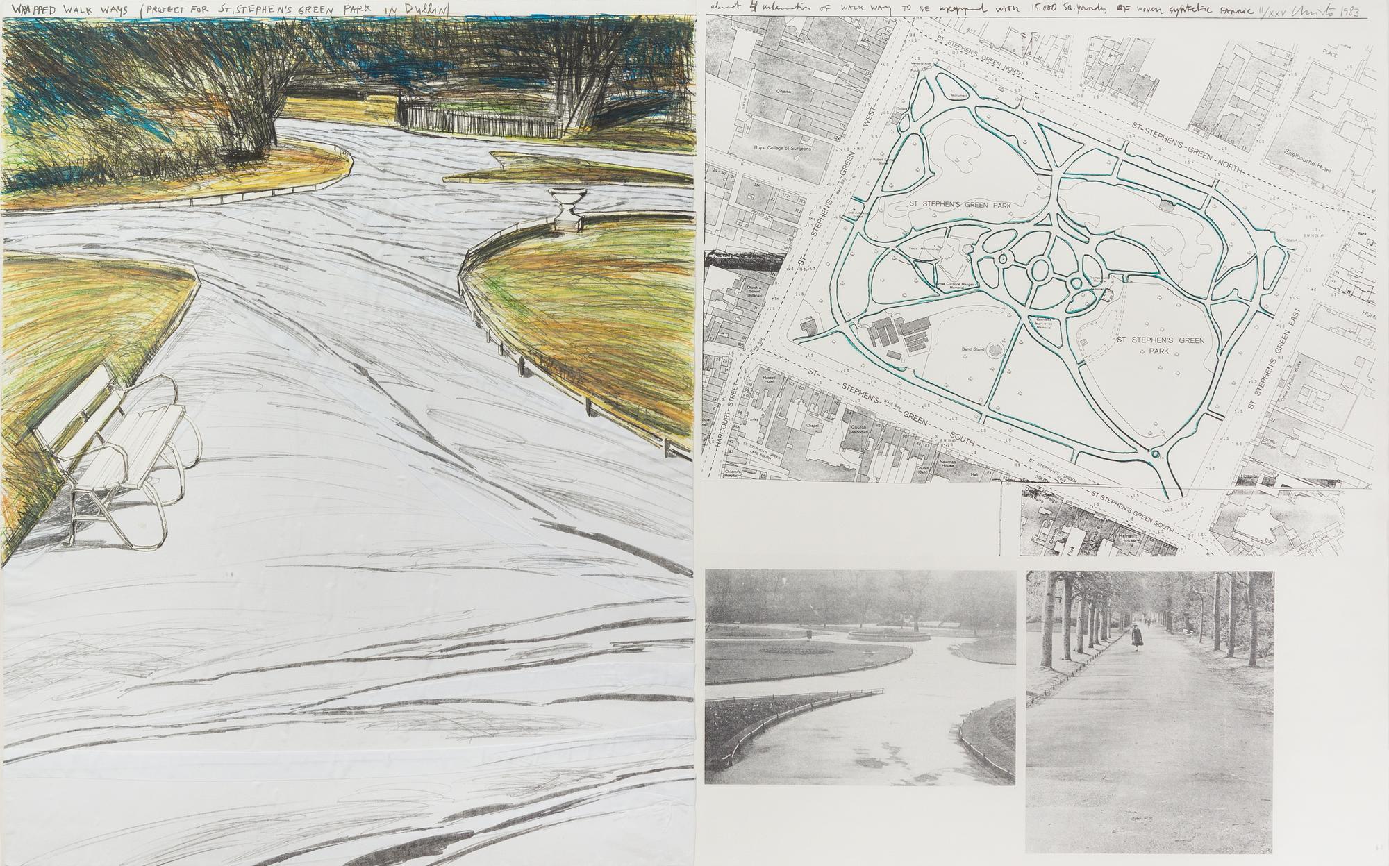 Christo and Jeanne-Claude, (American, b. 1935), Wrapped Walkways (Project for St. Stephen's Green Park, Dublin), 1983