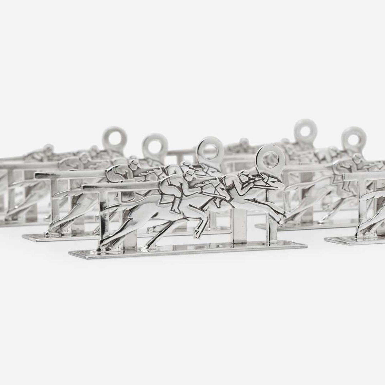 A Cased Set of Twelve French Sterling Silver Place Card Holders Hermès, Paris, mid 20th century