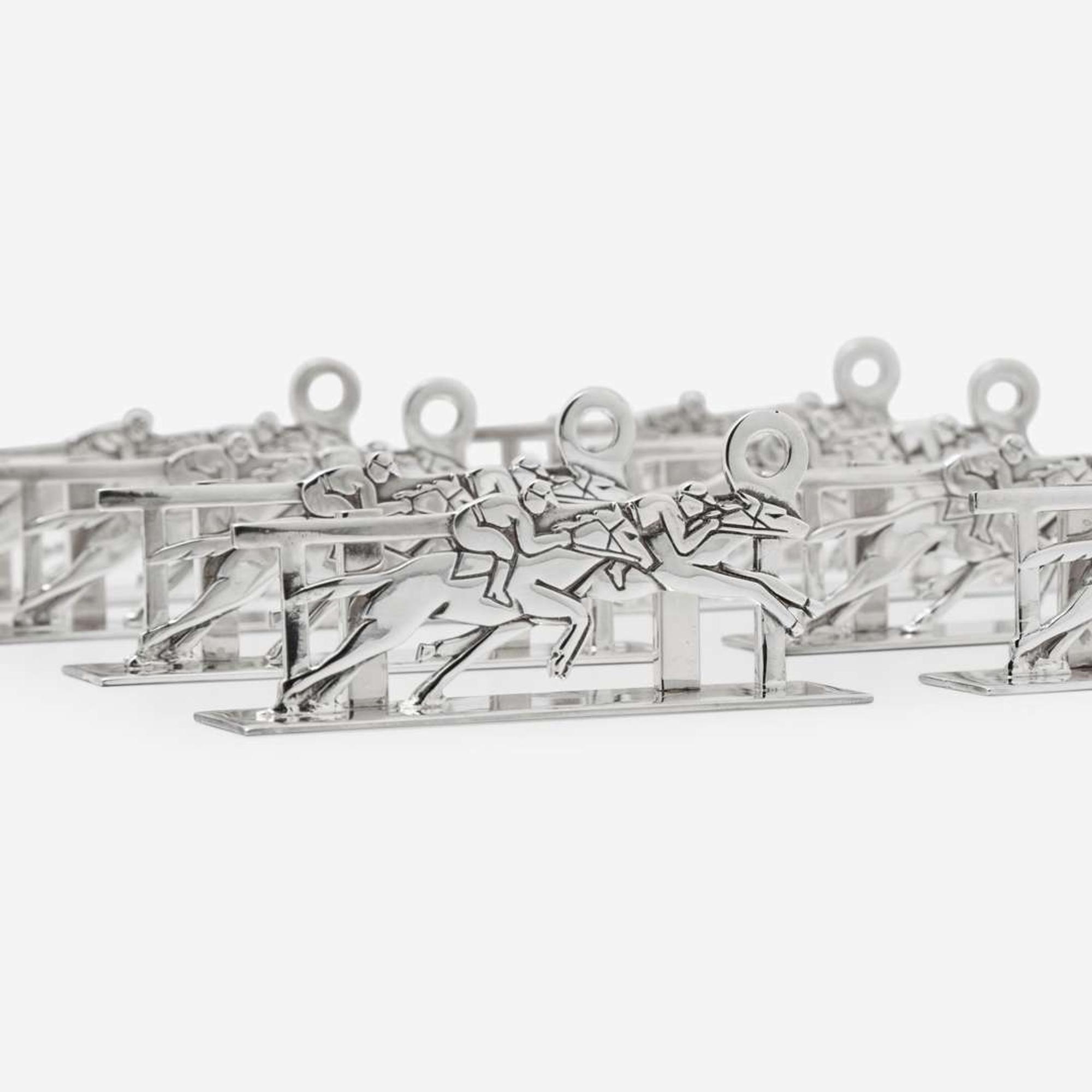 A Cased Set of Twelve French Sterling Silver Place Card Holders Hermès, Paris, mid 20th century