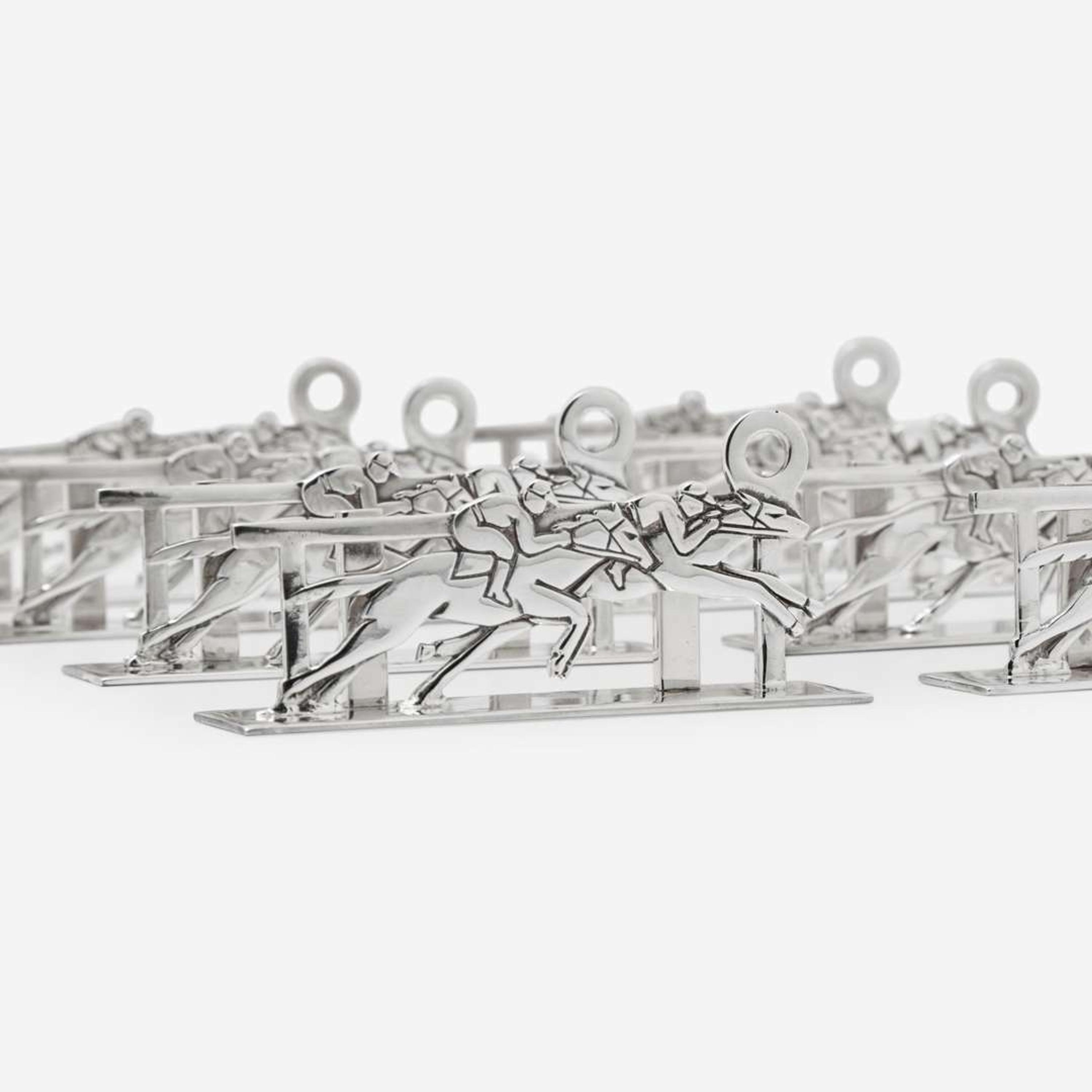 A Cased Set of Twelve French Sterling Silver Place Card Holders Hermès, Paris, mid 20th century
