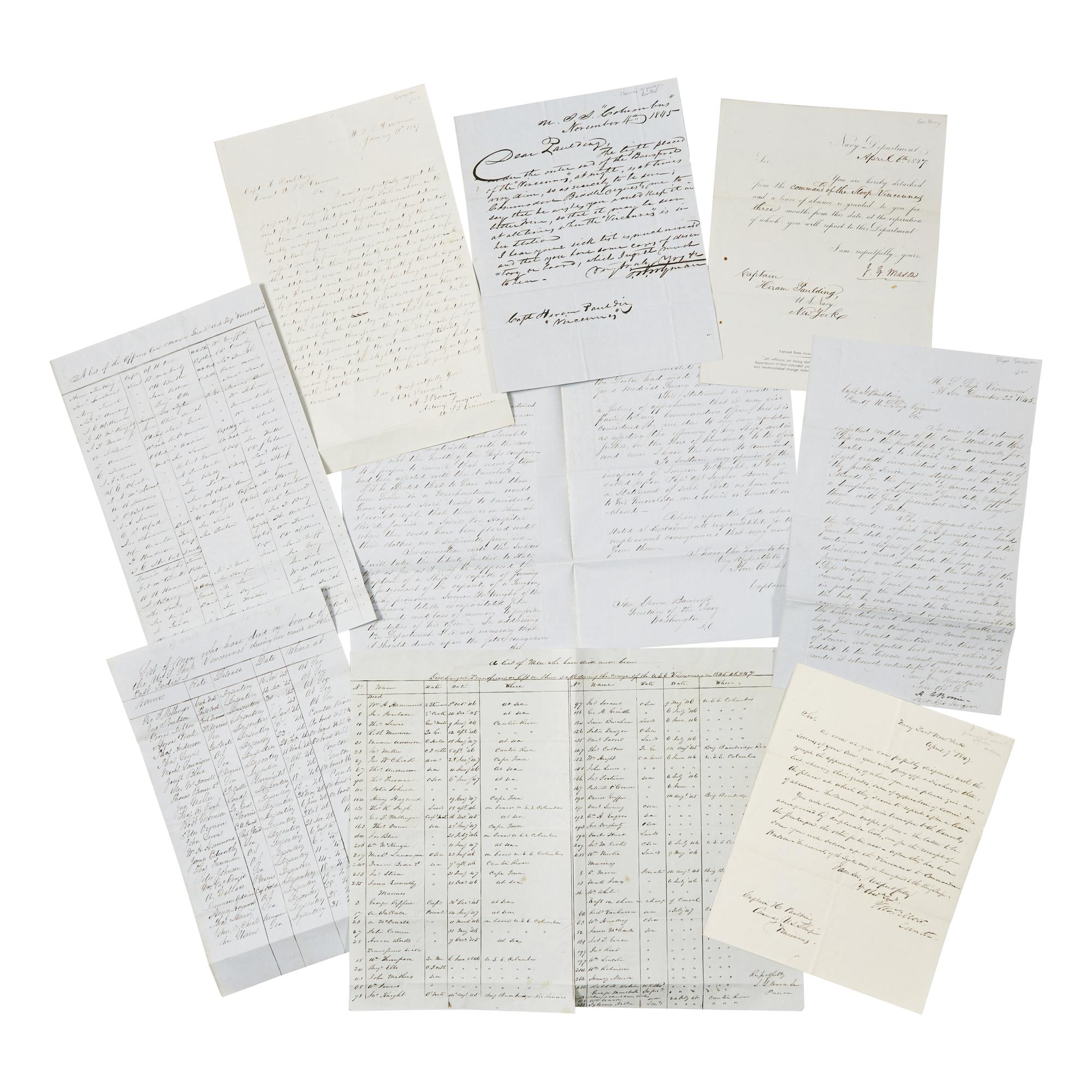 [Paulding, Hiram] Archive of Documents Related to Command of the USS Vincennes, ca. 1845
