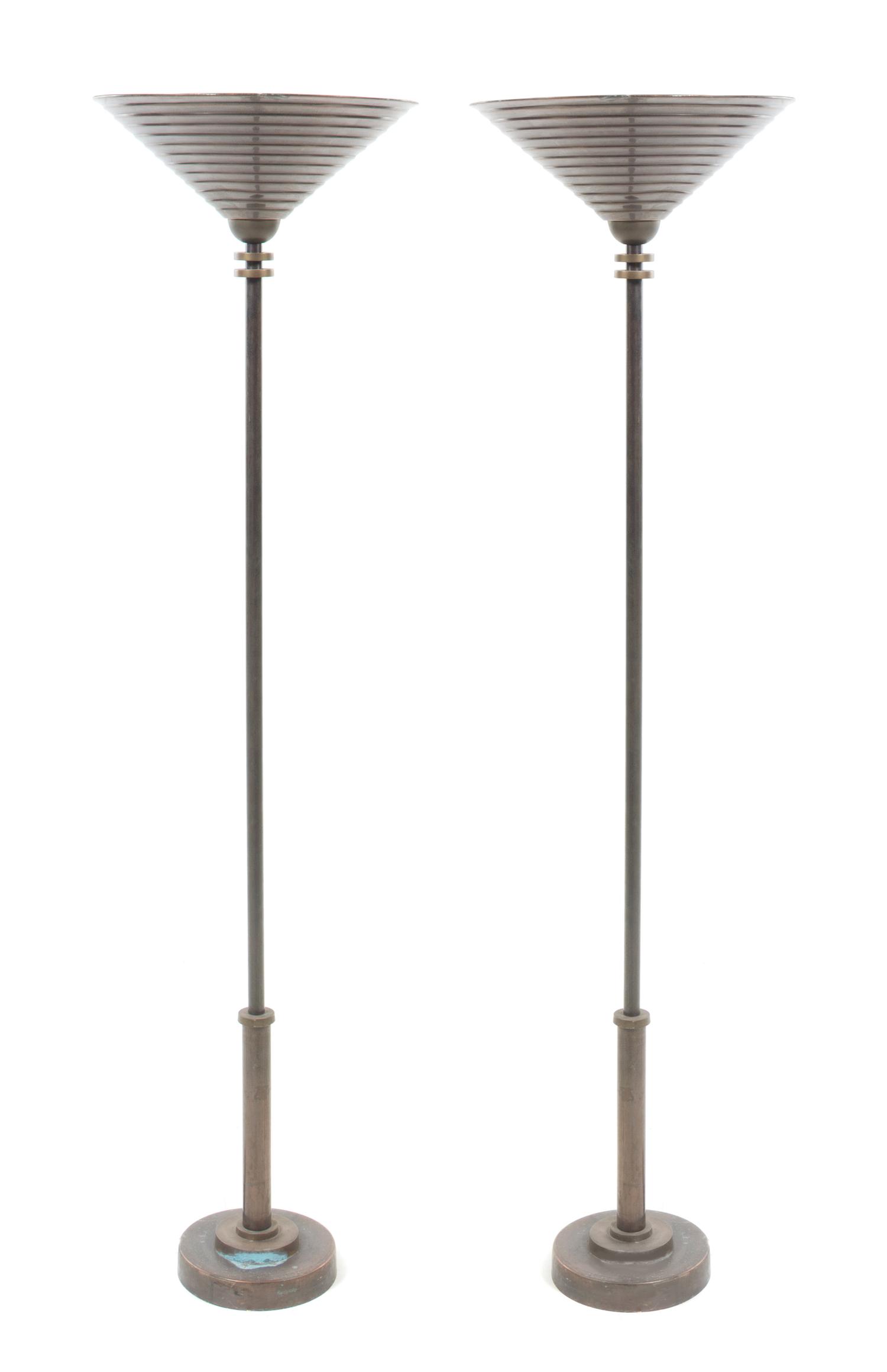 Art Deco, c.1940, a pair of metal torchieres