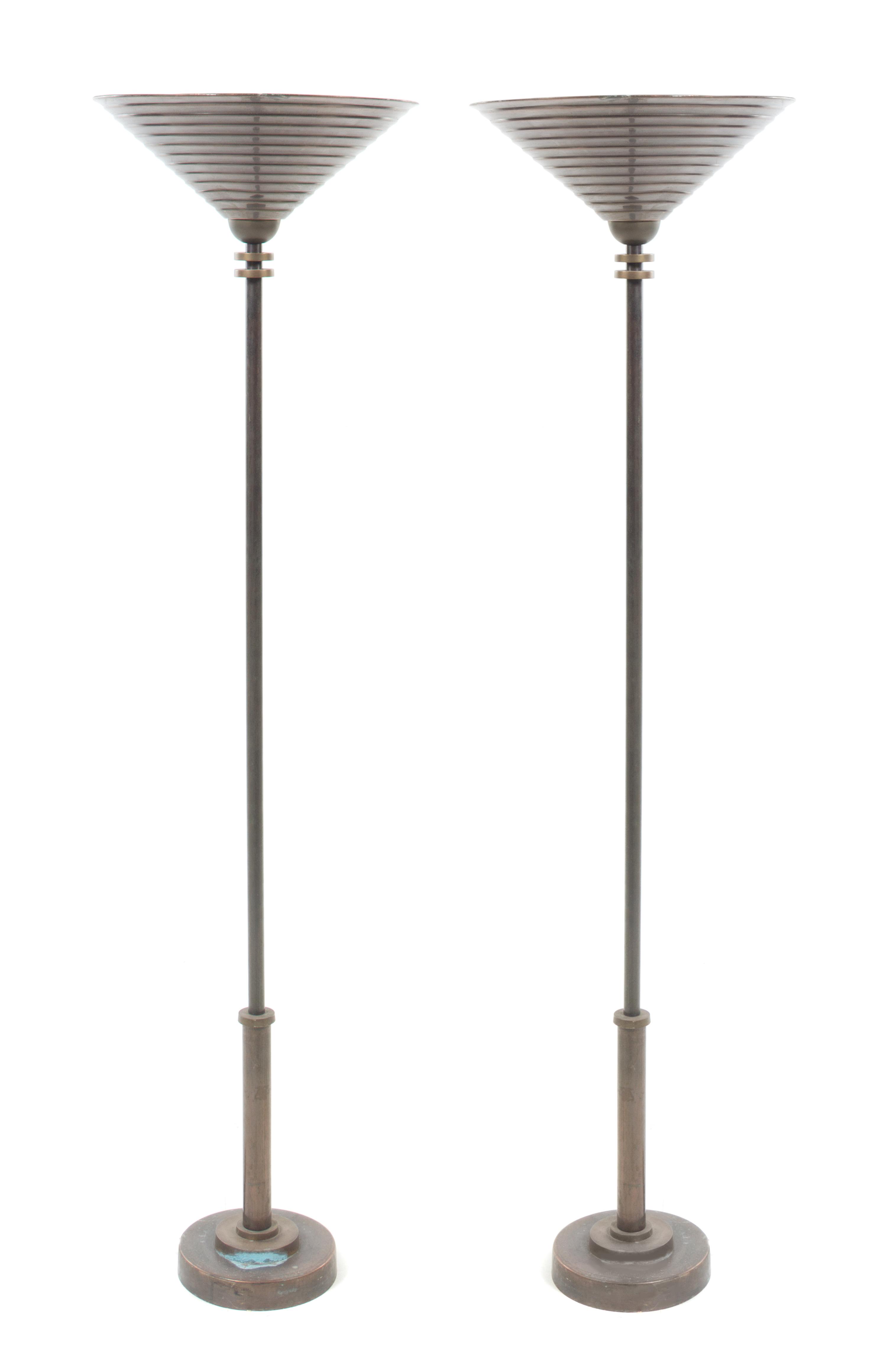 Art Deco, c.1940, a pair of metal torchieres