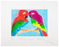 A pair of prints ( Two Parrots and Woman in Hat )