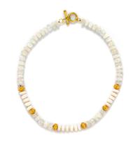 An 18 Karat Yellow Gold, Cultured Pearl and Moonstone Bead Necklace,