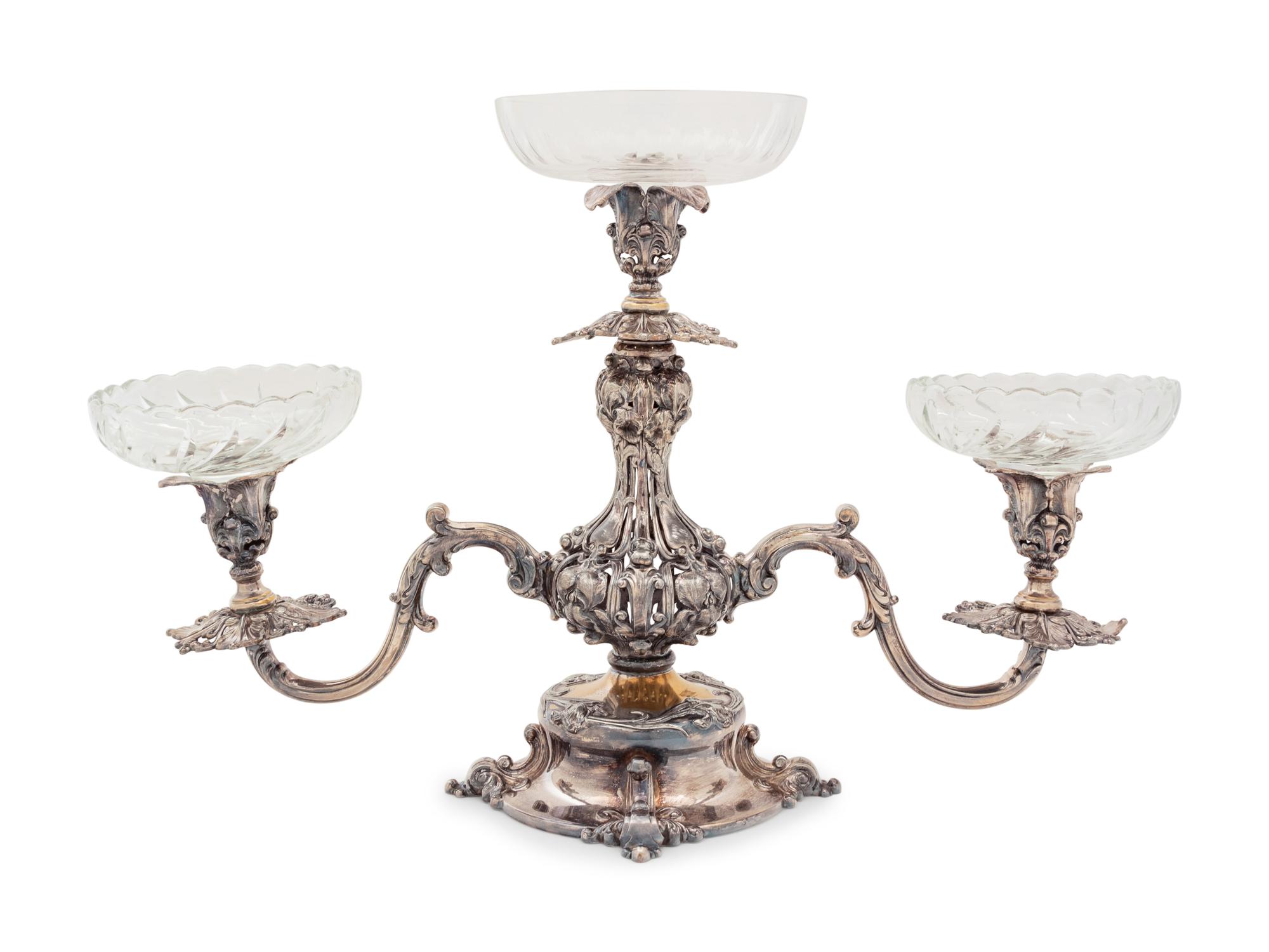 An English Silver-Plate and Cut Glass Épergne