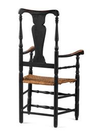 A Country Queen Anne Armchair in Old Black Paint