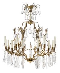 A Gilt Bronze Eighteen-Light Chandelier Height 38 inches. — 20TH CENTURY