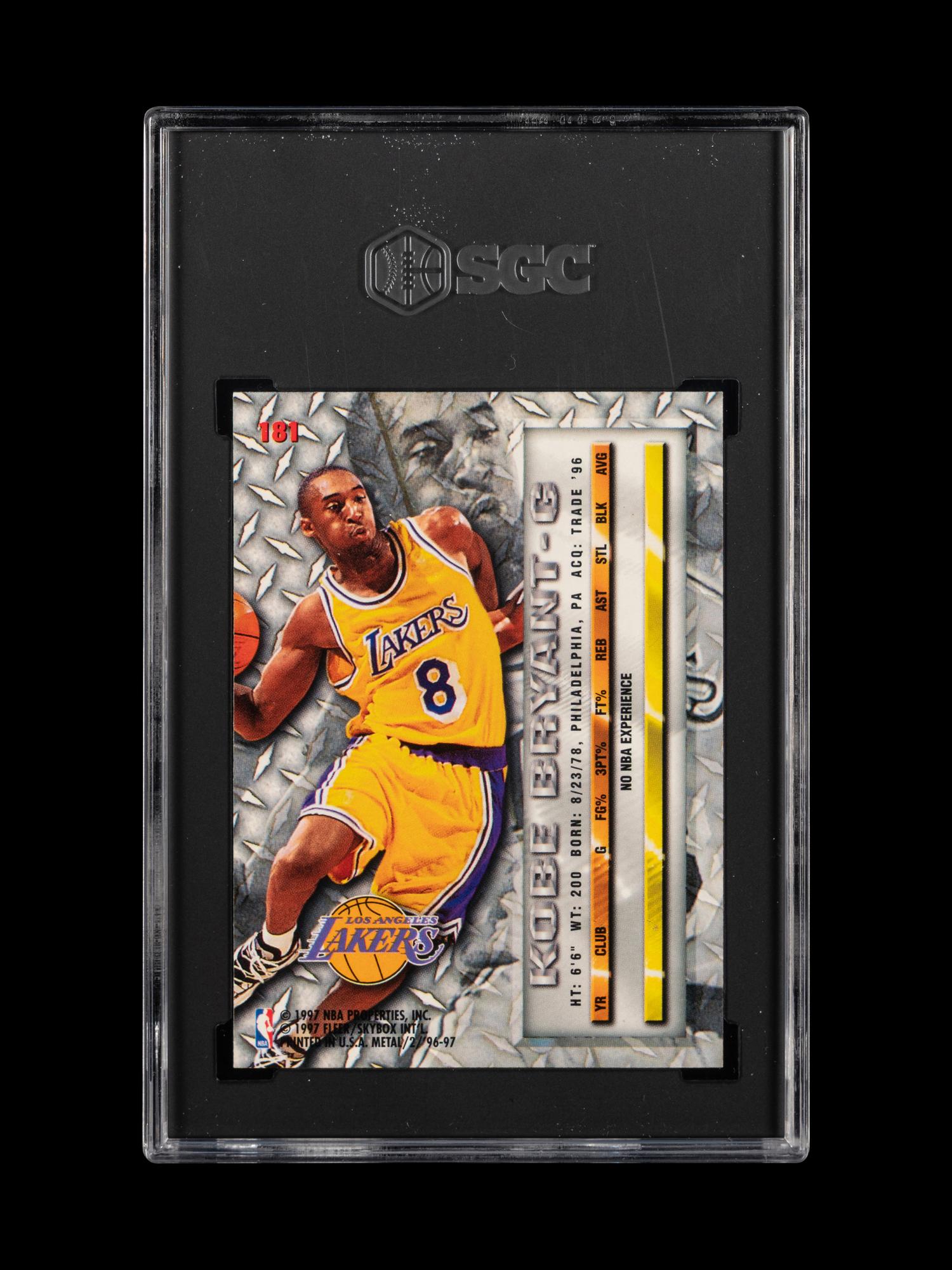 A 1996-97 Fleer Metal Kobe Bryant Rookie Basketball Card No. 181 (SGC 10 GEM MINT)